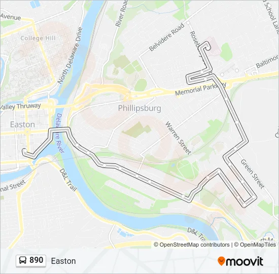 890 Bus Line Map