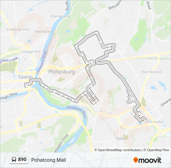 890 Bus Line Map