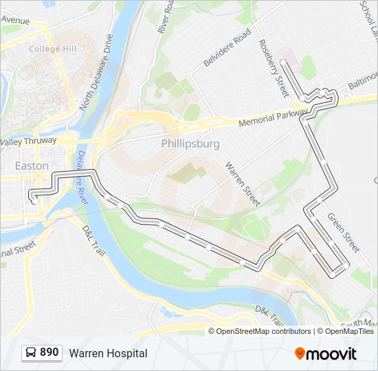 890 Bus Line Map