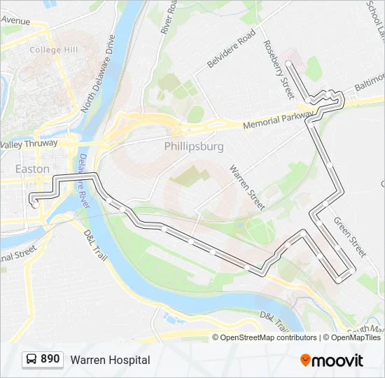 890 Bus Line Map