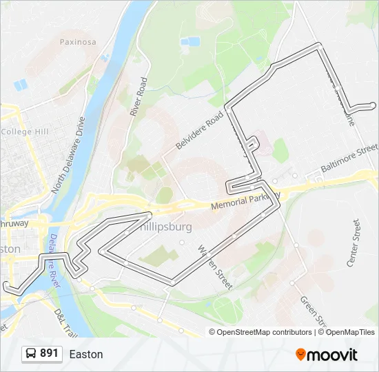 891 Bus Line Map