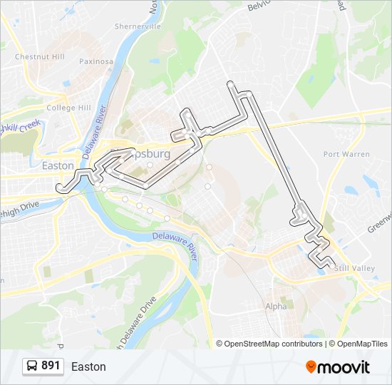 Mapa de 891 de autobús