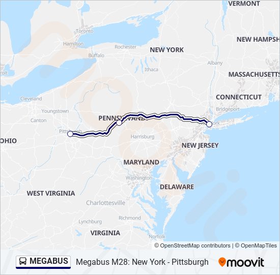 Mapa de MEGABUS de autobús