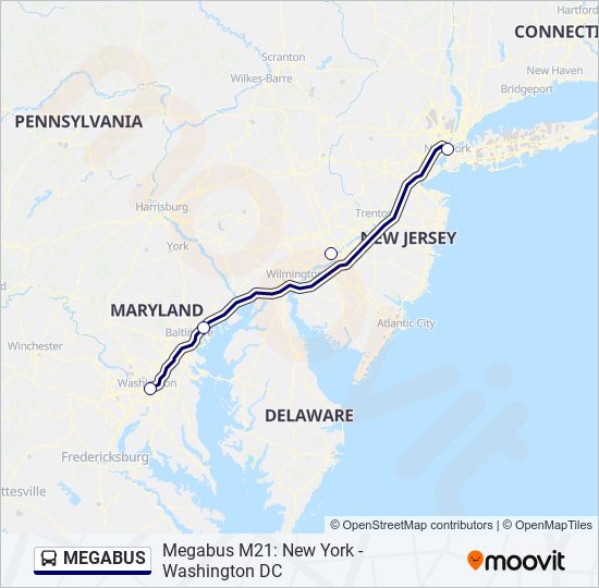 Mapa de MEGABUS de autobús