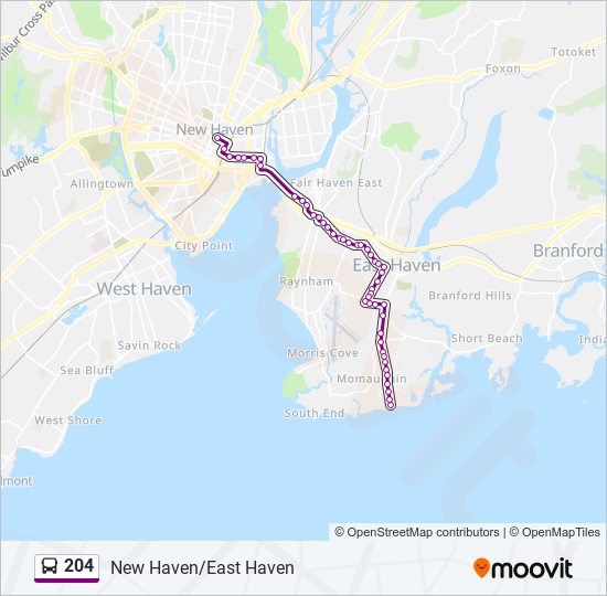 204 bus Line Map