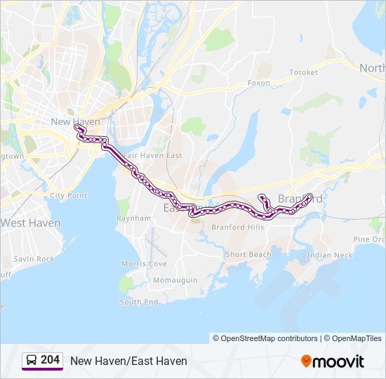 Mapa de 204 de autobús