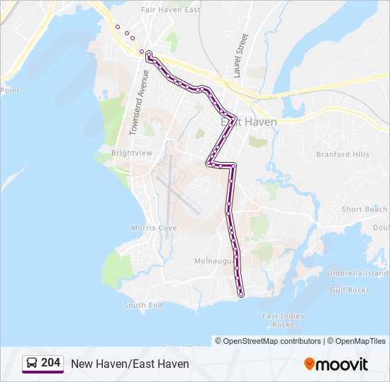 Mapa de 204 de autobús