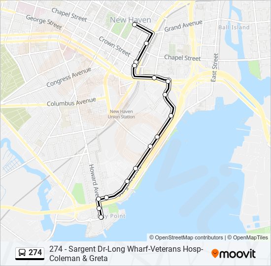 Mapa de 274 de autobús