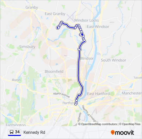 34 bus Line Map