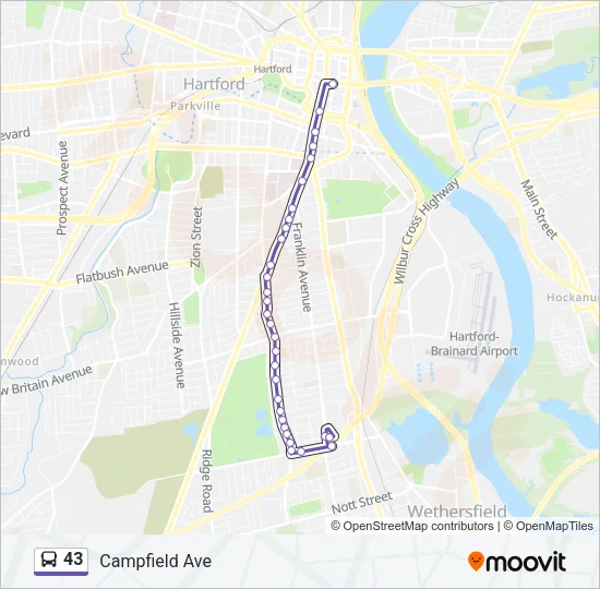 43 Bus Line Map