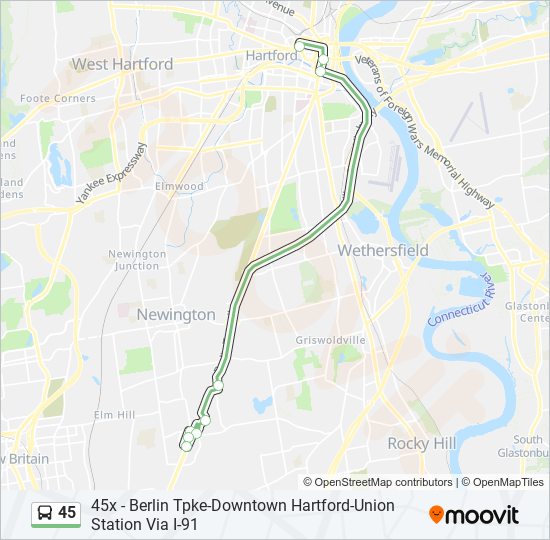 45 bus Line Map