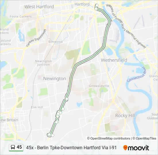 45 Bus Line Map