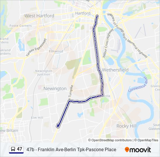 47 bus Line Map