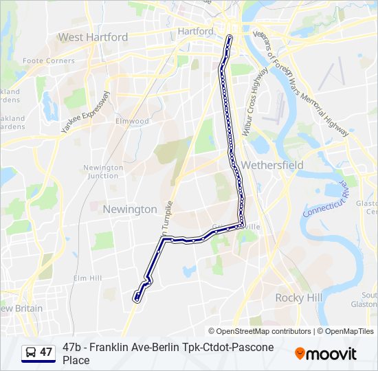 47 bus Line Map