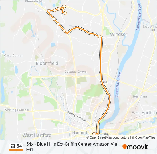 54 Bus Line Map