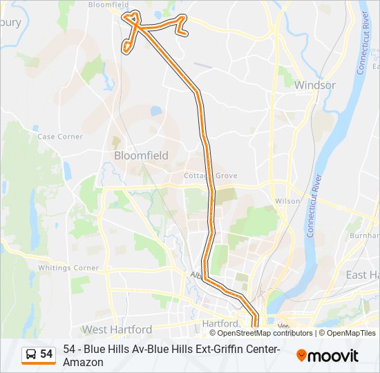 54 bus Line Map