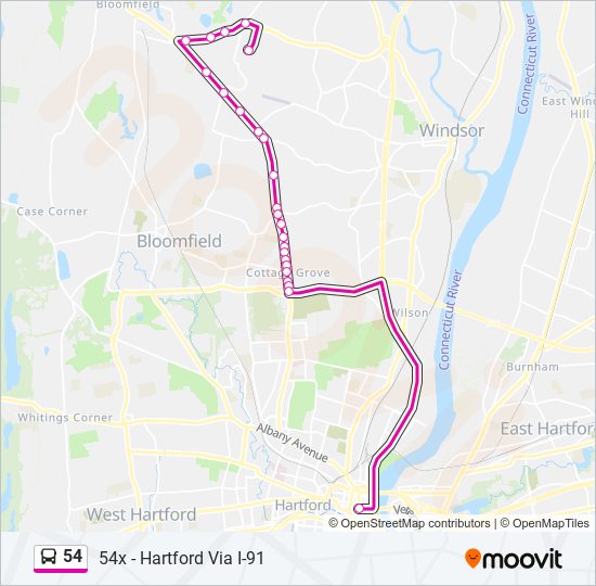 54 bus Line Map