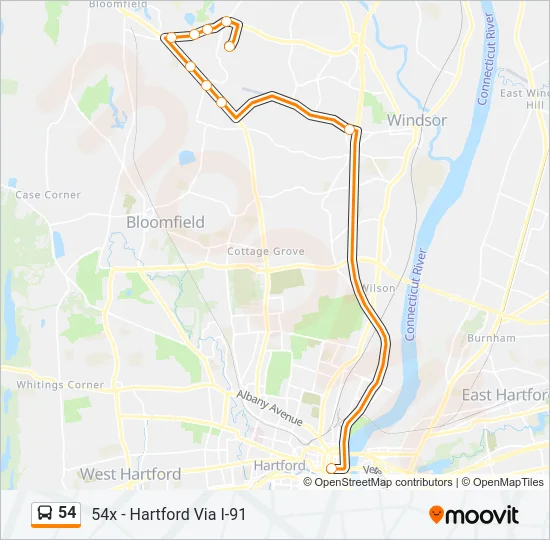 54 Bus Line Map