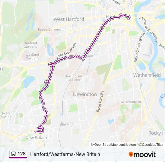 128 Bus Line Map