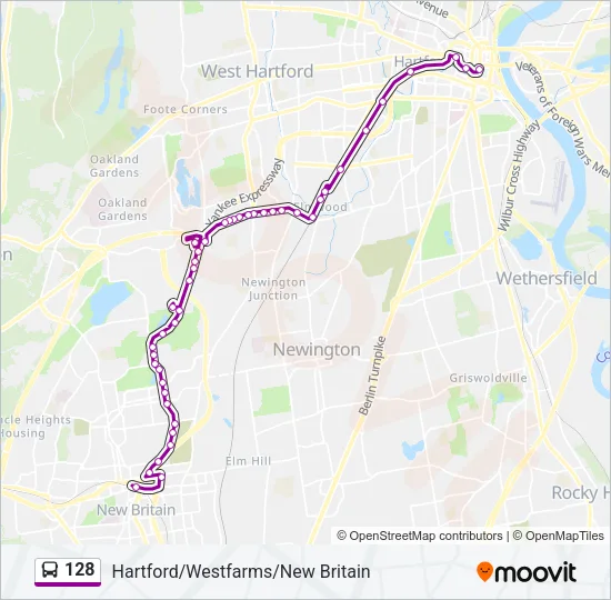 128 Bus Line Map
