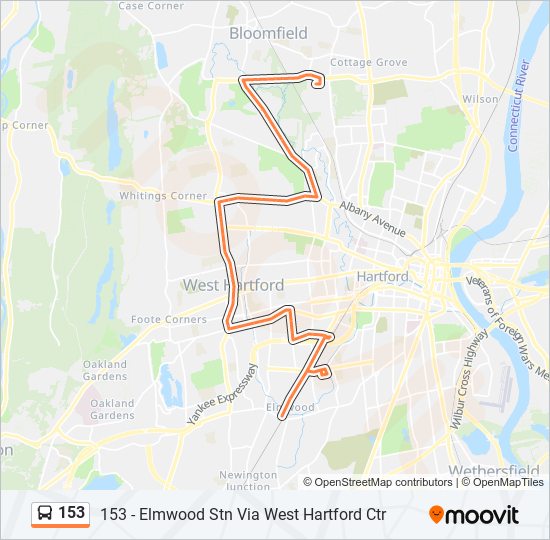 153 bus Line Map