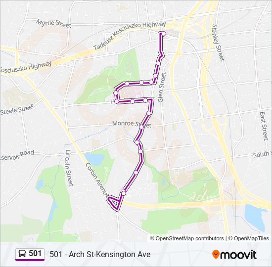 Mapa de 501 de autobús