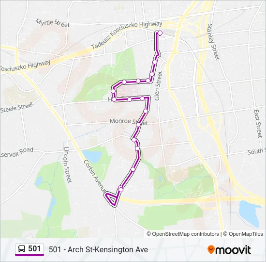 501 Bus Line Map