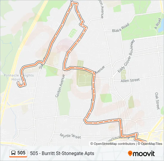 505 Bus Line Map