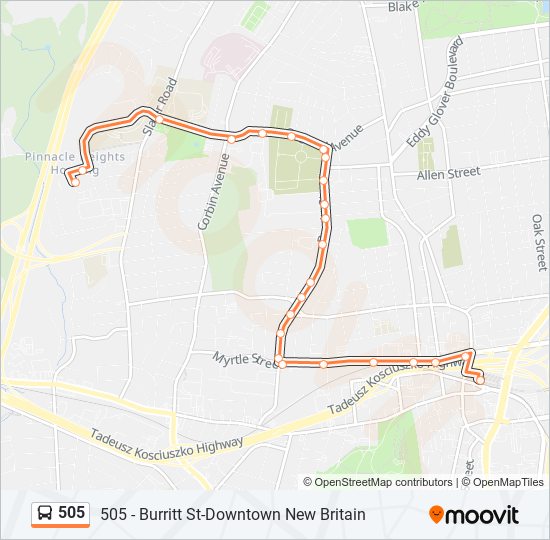 Mapa de 505 de autobús
