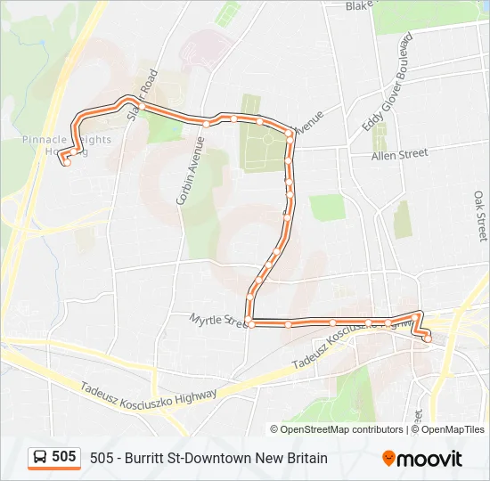 505 Bus Line Map