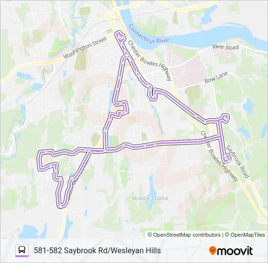 581-582 SAYBROOK RD/WESLEYAN HILLS Bus Line Map
