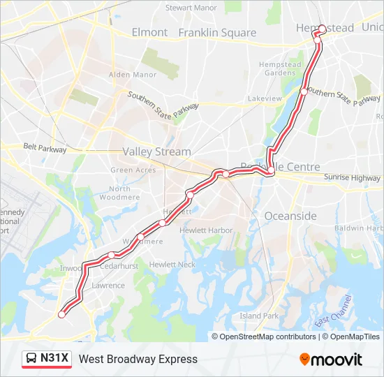 N31X Bus Line Map