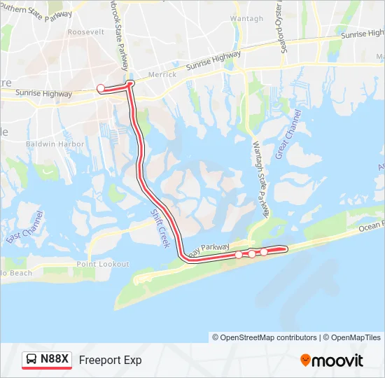 N88X Bus Line Map