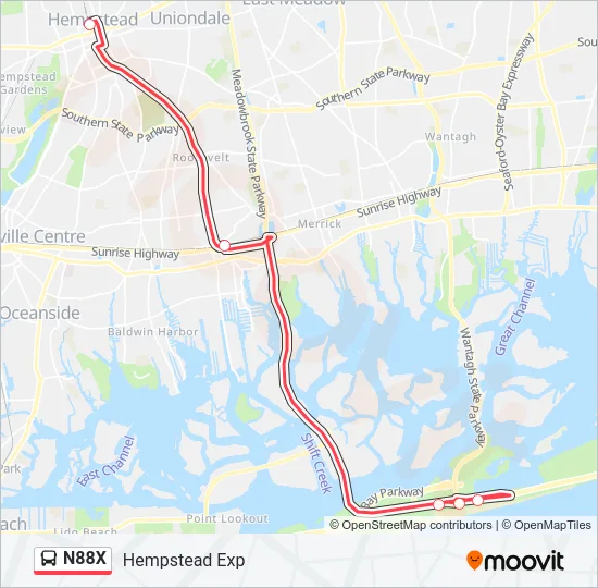 N88X Bus Line Map