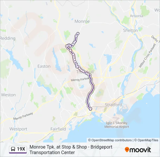 19X Bus Line Map