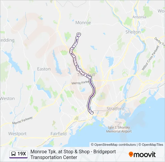 19X Bus Line Map