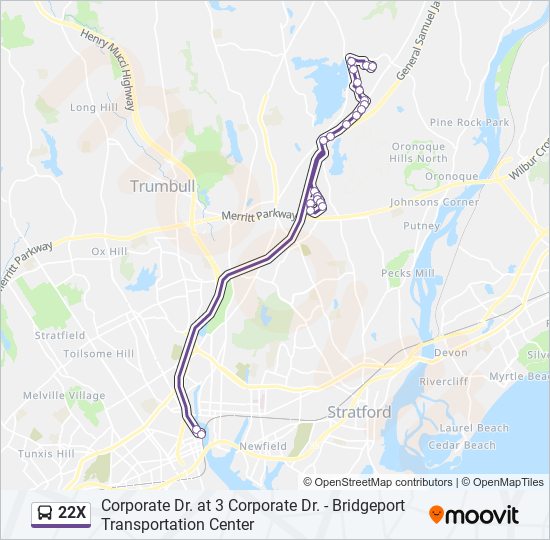 22X bus Line Map