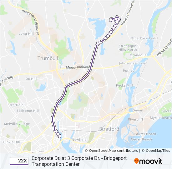 22X bus Line Map