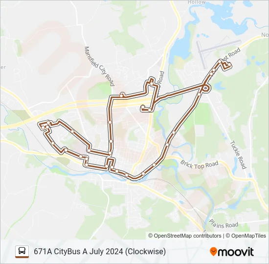 671A CITYBUS A JULY 2024 (CLOCKWISE) Bus Line Map