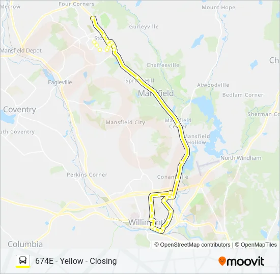674E - YELLOW - CLOSING Bus Line Map