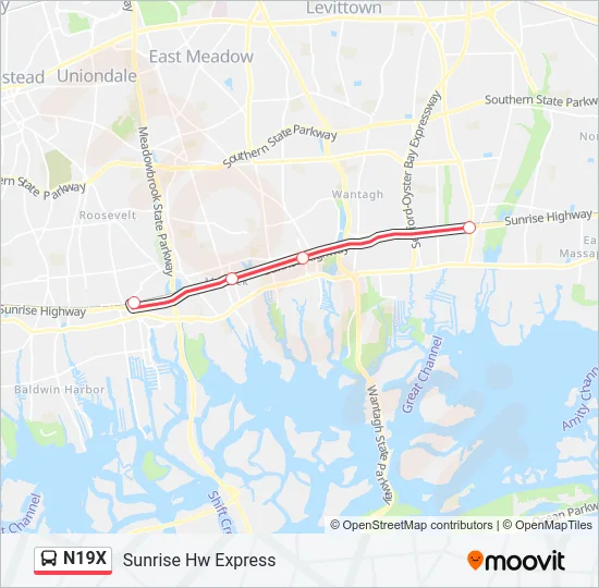 N19X Bus Line Map