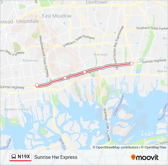 N19X Bus Line Map