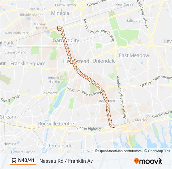 N40/41 bus Line Map