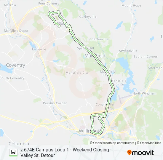 Z 674E CAMPUS LOOP 1 - WEEKEND CLOSING - VALLEY ST. DETOUR Bus Line Map