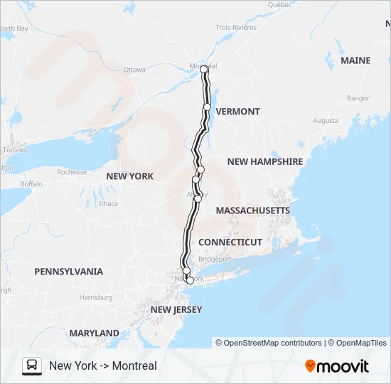 ADIRONDACK TRAILWAYS 287 Bus Line Map