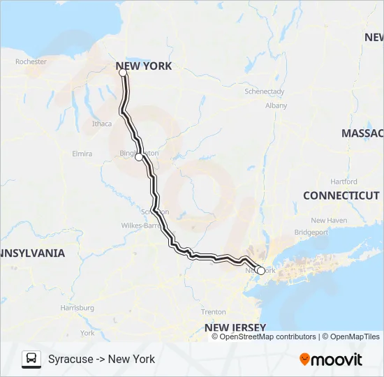 ADIRONDACK TRAILWAYS 343 Bus Line Map