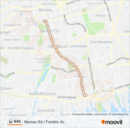 N40 Bus Line Map