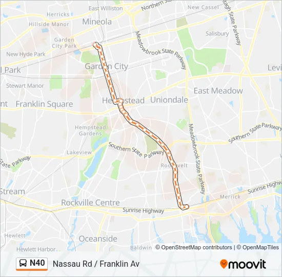 N40 Bus Line Map