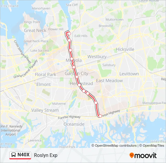 N40X Bus Line Map