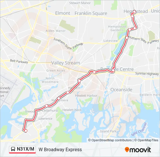 N31X/M Bus Line Map